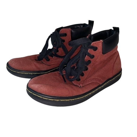 Dr Martens sz 6 Red Maelly Canvas Ankle Boots Padded Collar Women's Shoes - Picture 2 of 12